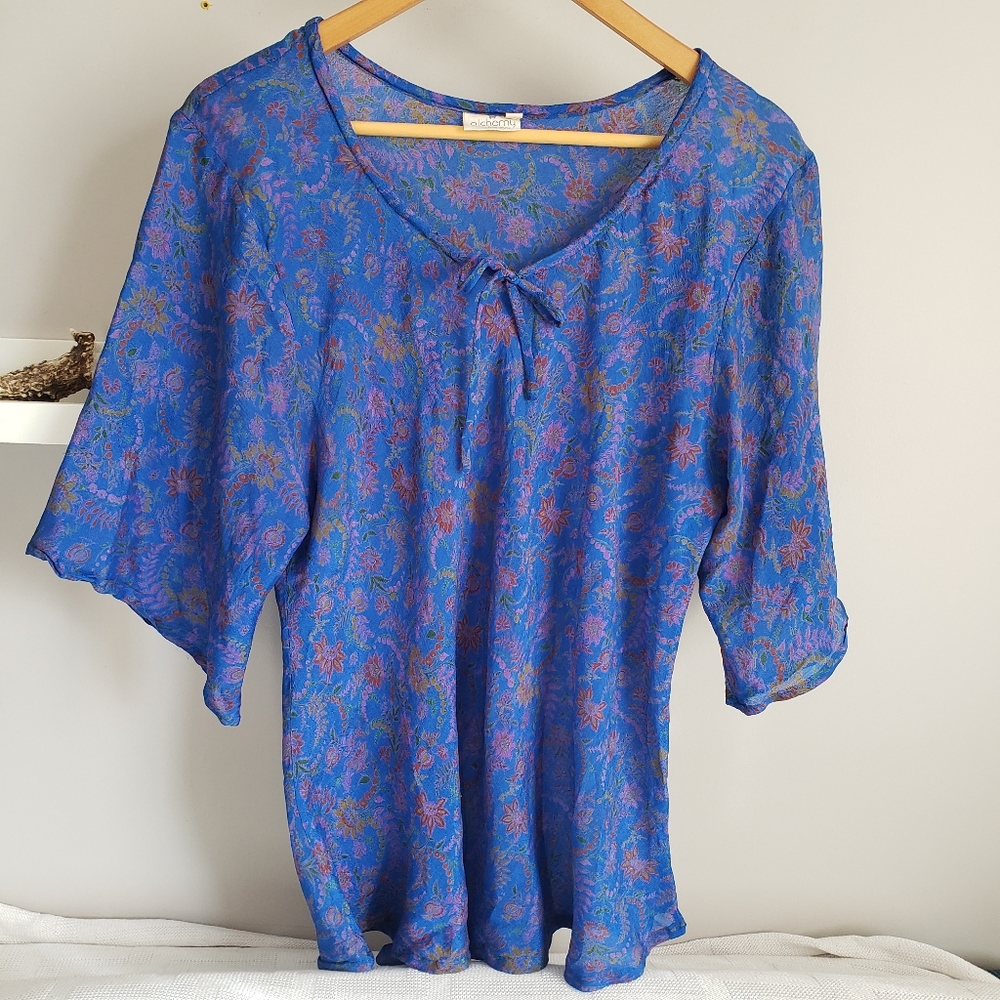 Alchemy Recycled Silk Flutter Sleeve Blouse